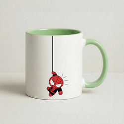 Gray Hanging Spider Hero Coffee Green Mug