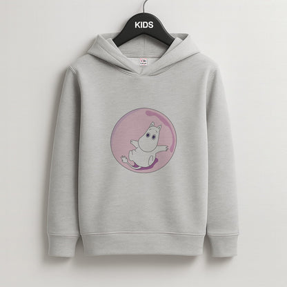 Moomin In A Pink Bubble  Kids Grey Hoodie