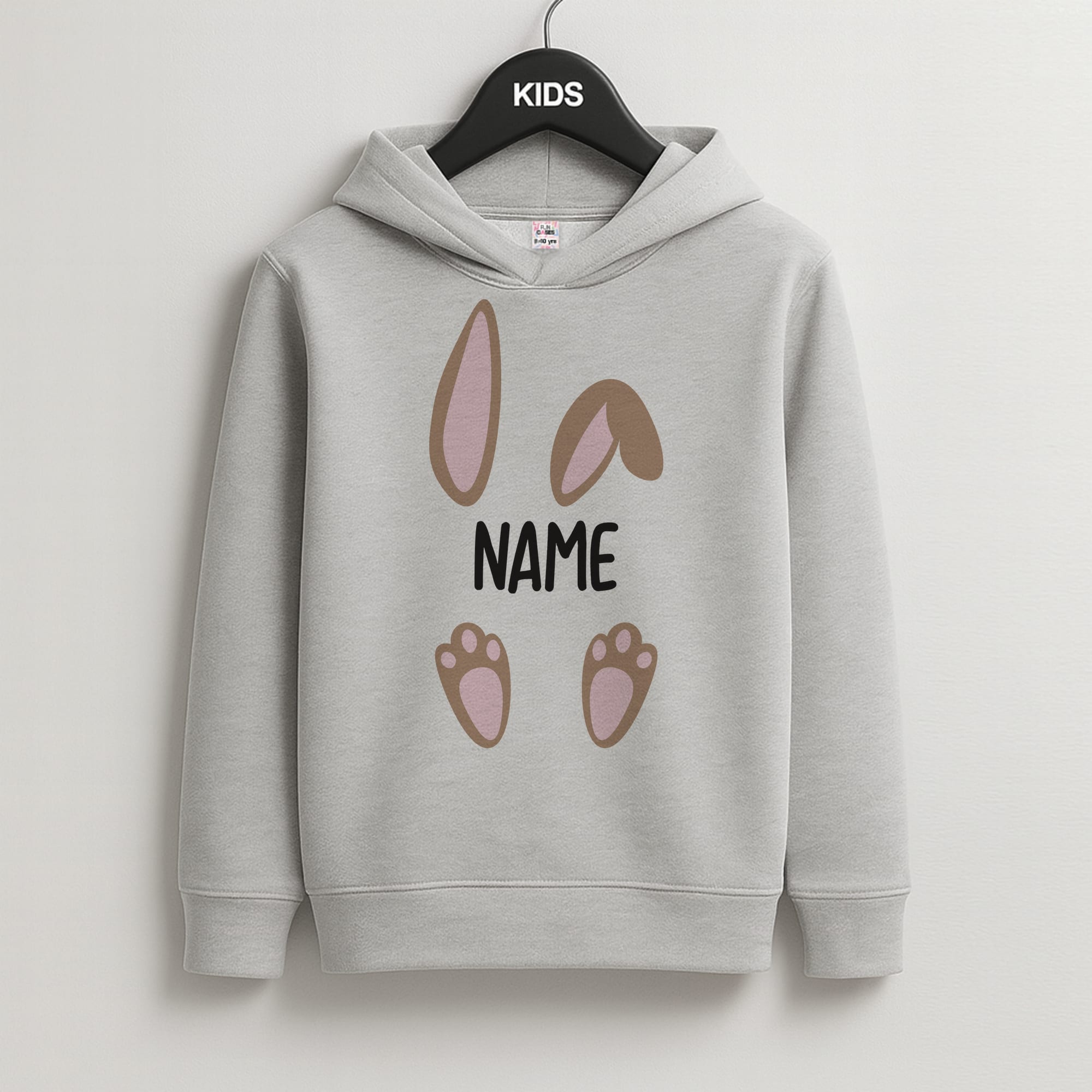 Brown Bunny Personalised Kids Grey Hoodie