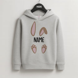 Brown Bunny Personalised Kids Grey Hoodie
