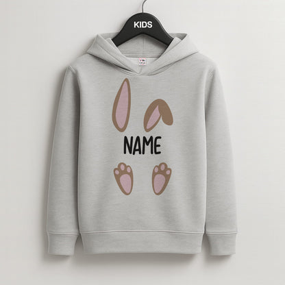 Brown Bunny Personalised Kids Grey Hoodie