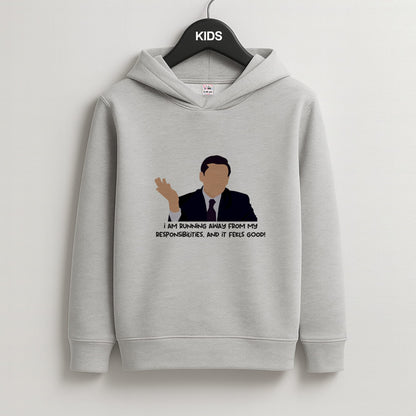 I Am Running Away From My Responsibilities Kids Grey Hoodie