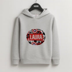 Collage - Personalised Superhero Comic Kids Grey Hoodie