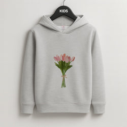 Spring Tulips Kids Grey Hoodie