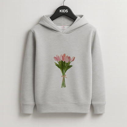 Spring Tulips Kids Grey Hoodie
