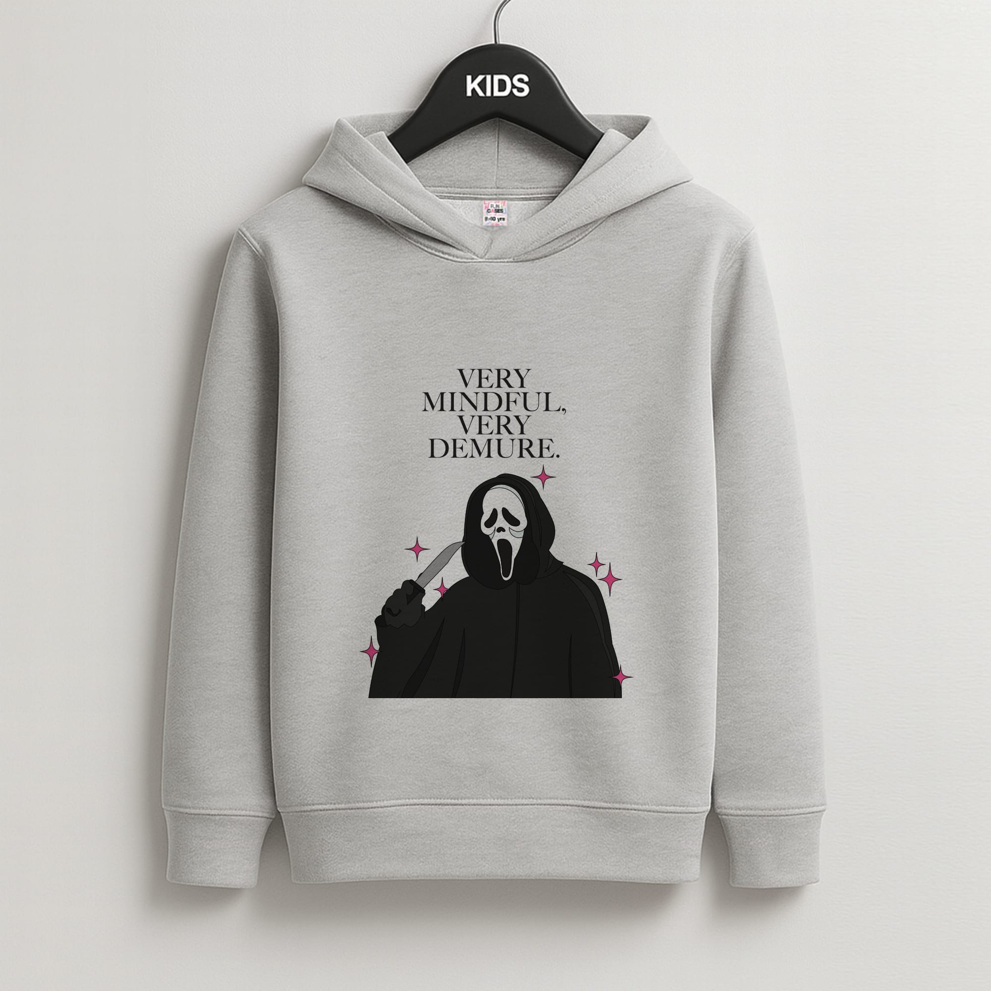 Very Mindful, Very Demure Kids Grey Hoodie