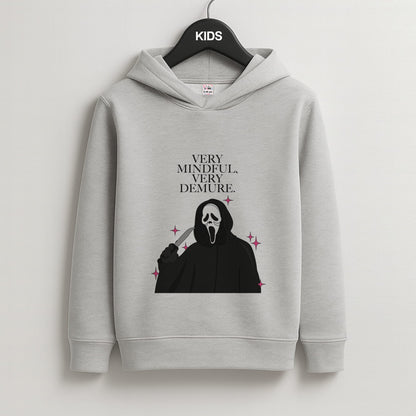 Very Mindful, Very Demure Kids Grey Hoodie