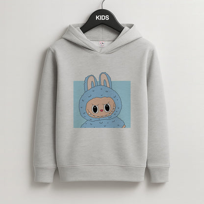 Cute Blue Notebook Monster Kids Grey Hoodie