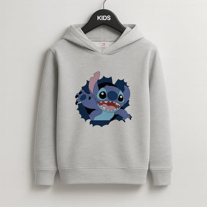 Torn Blue Alien Kids Grey Hoodie