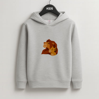 King Lion And Cub Kids Grey Hoodie