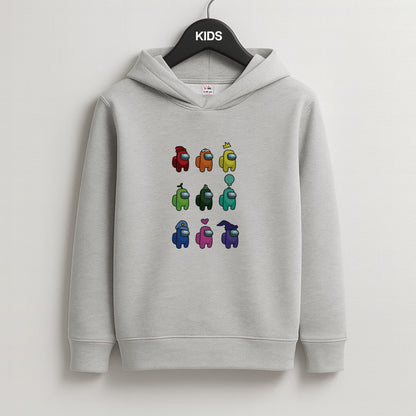 Among Gaming characters Kids Grey Hoodie