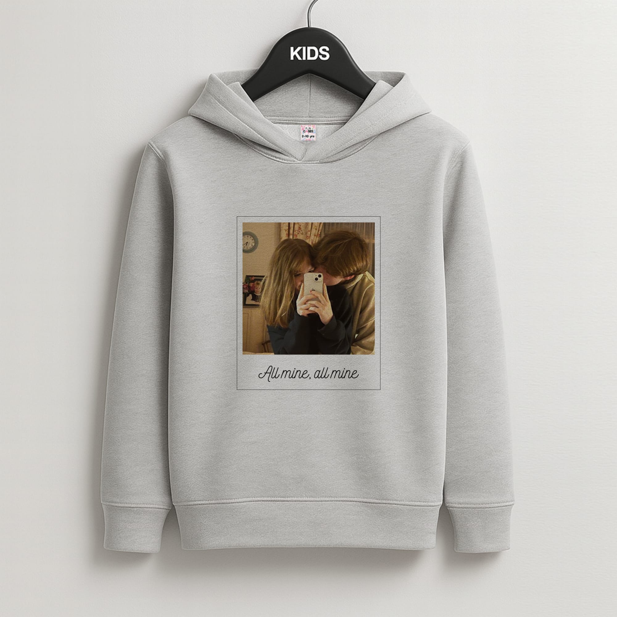 All Mine, All Mine - Personalised Couples Kids Grey Hoodie