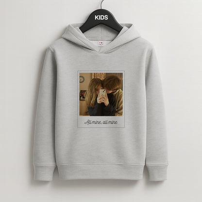 All Mine, All Mine - Personalised Couples Kids Grey Hoodie