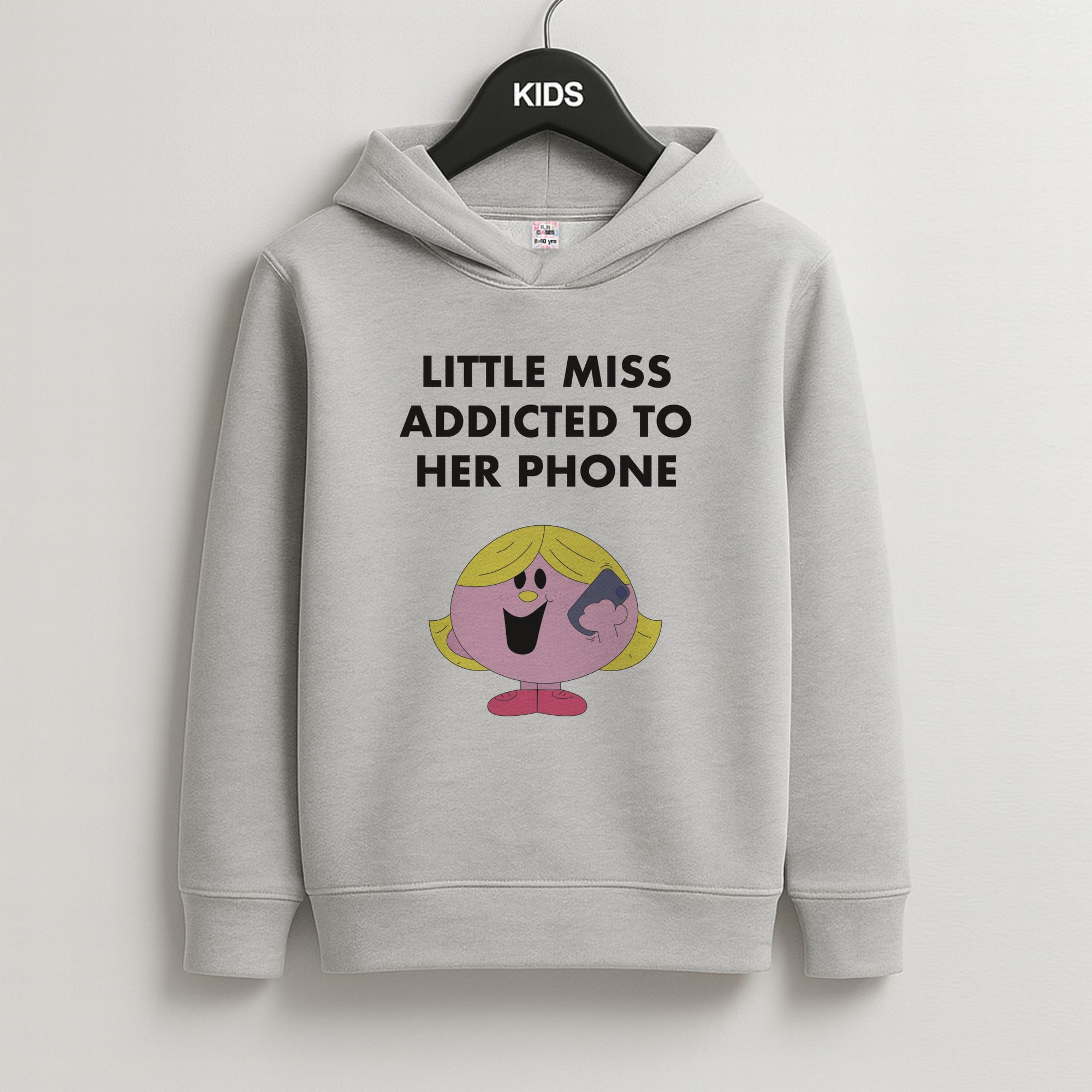 Little Miss Addicted To Her Phone - Aesthetic Quote Kids Grey Hoodie