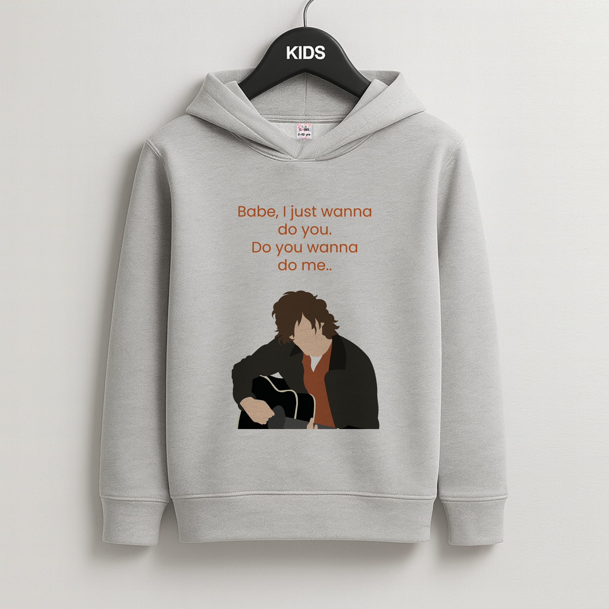 Babe I Just Wanna.. Kids Grey Hoodie