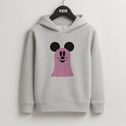 Mouse Ghost Pattern Halloween Kids Grey Hoodie