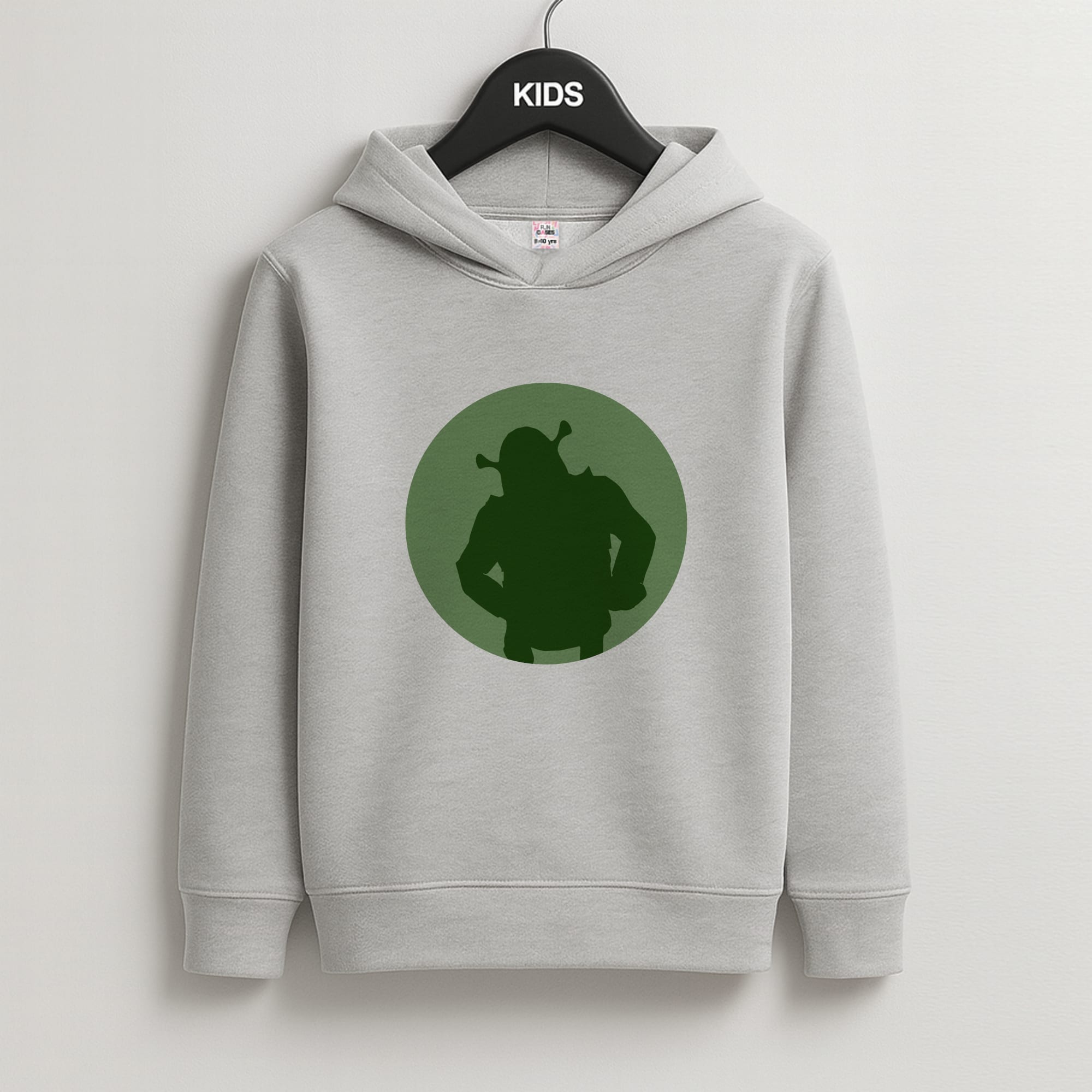 Green Ogre Outline Kids Grey Hoodie