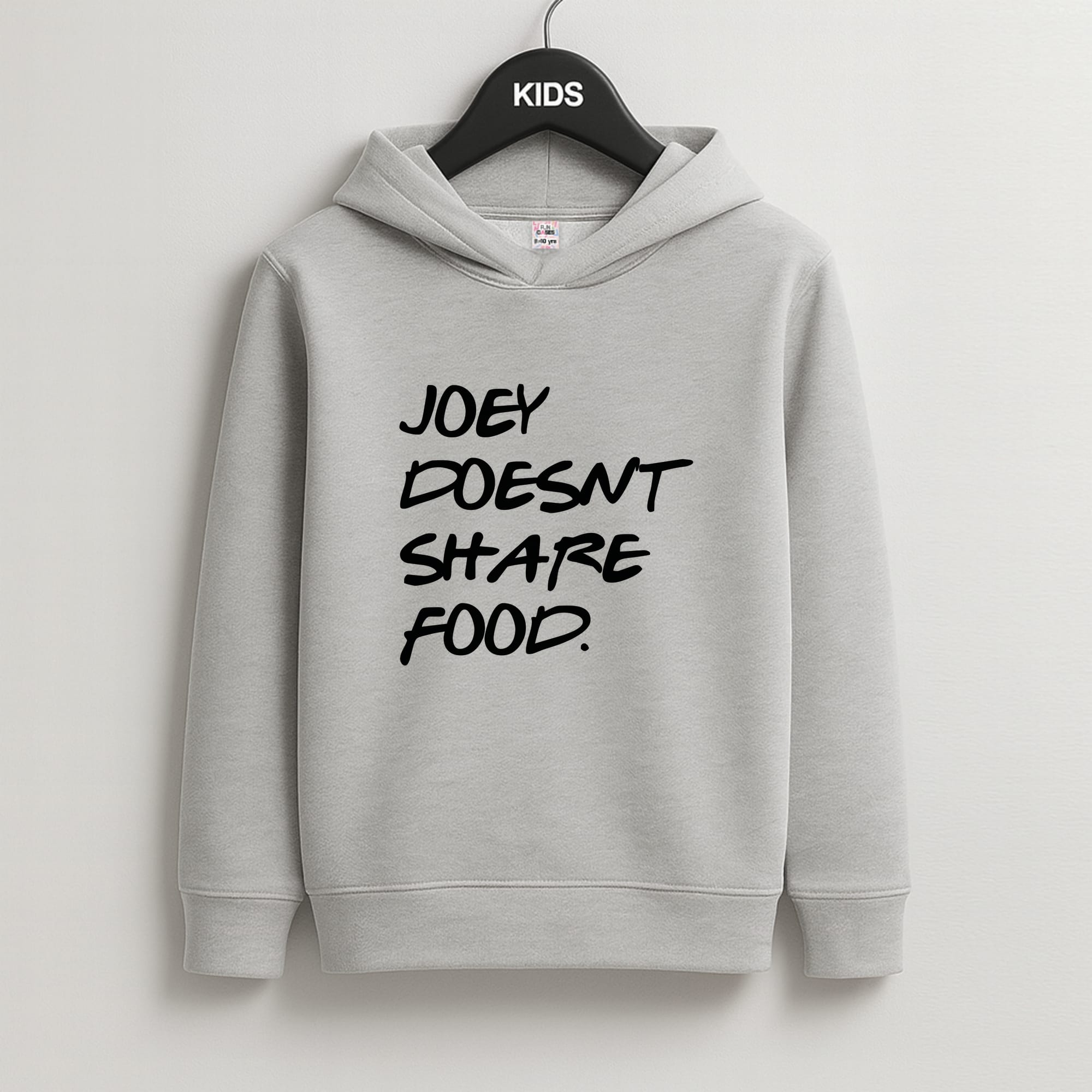 Joey Doesn't Share Food, Black Kids Grey Hoodie