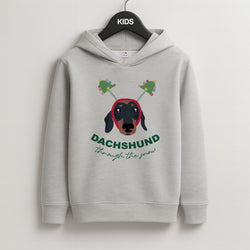 Dachshund Through The Snow Kids Grey Hoodie
