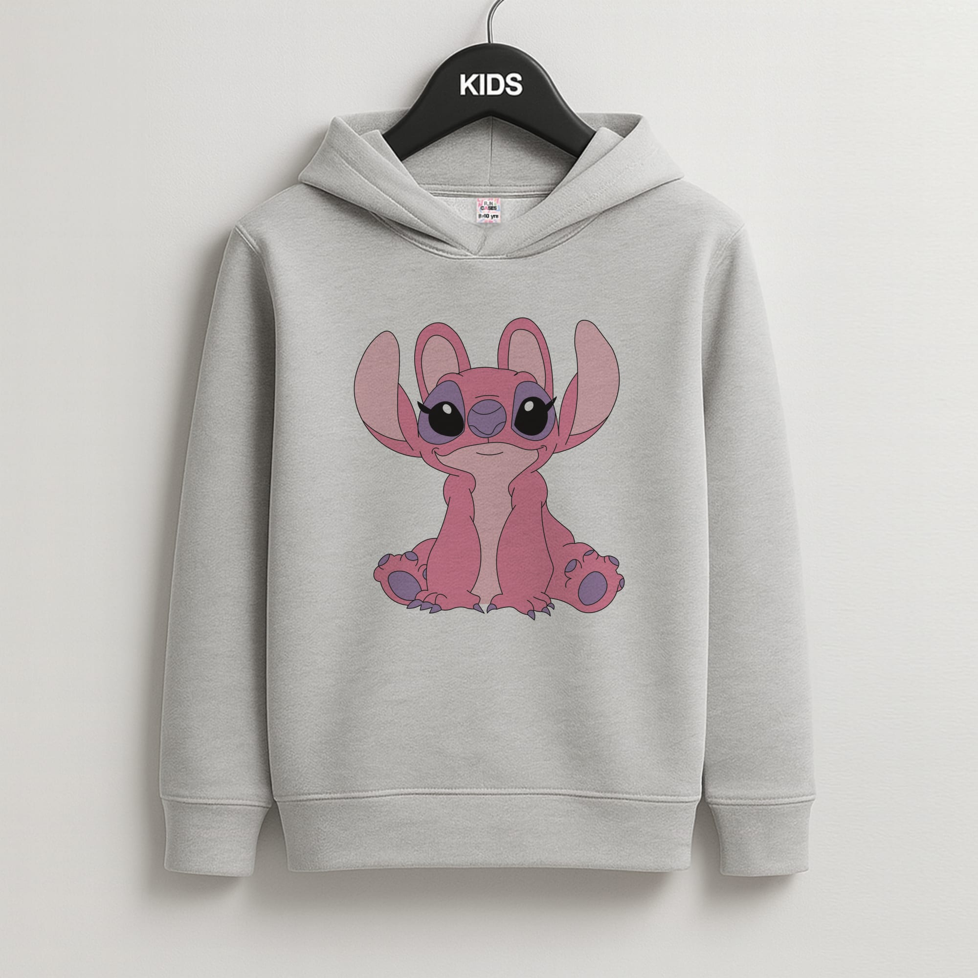 Sitting Down - Pink Alien Kids Grey Hoodie