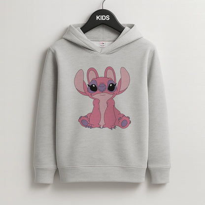 Sitting Down - Pink Alien Kids Grey Hoodie