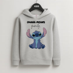 Ohana Means Family Pink Kids Grey Hoodie