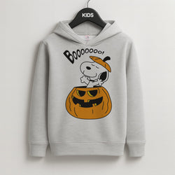 Cartoon Beagle Pumpkin Kids Grey Hoodie