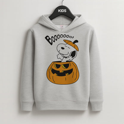 Cartoon Beagle Pumpkin Kids Grey Hoodie