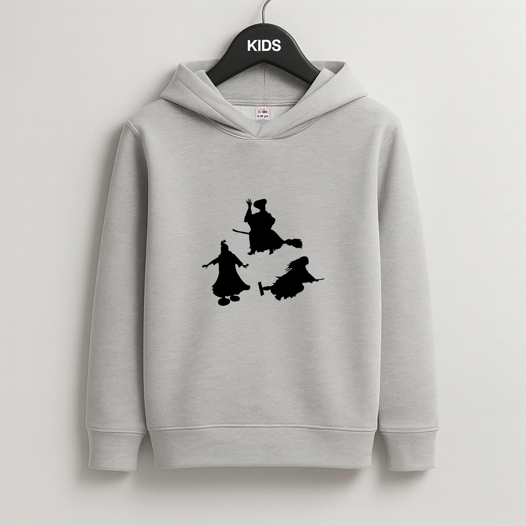 Witches Outline - Hocus Halloween Kids Grey Hoodie