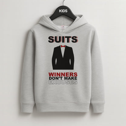 Winners Don't Make Excuses Kids Grey Hoodie