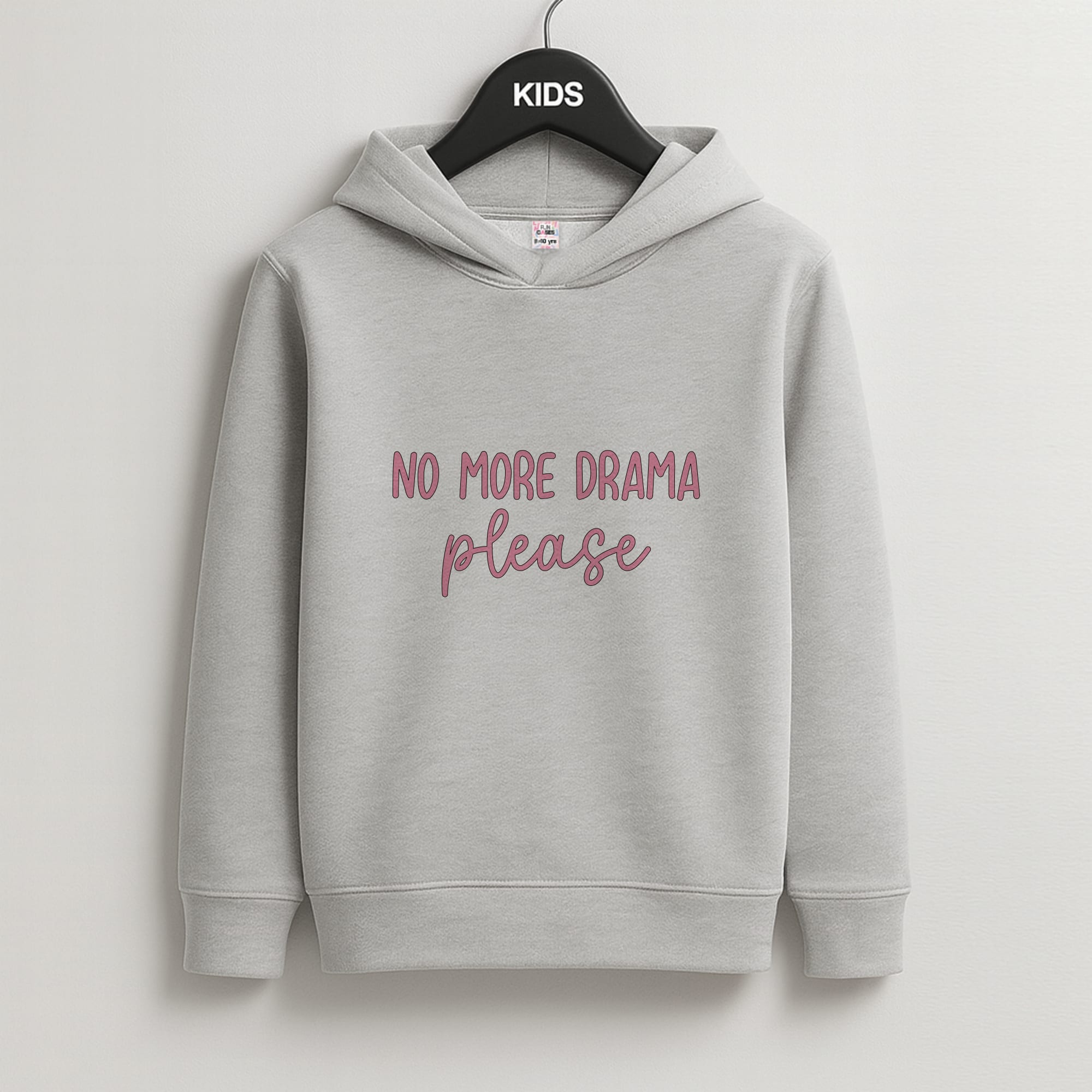 No More Drama Please Kids Grey Hoodie