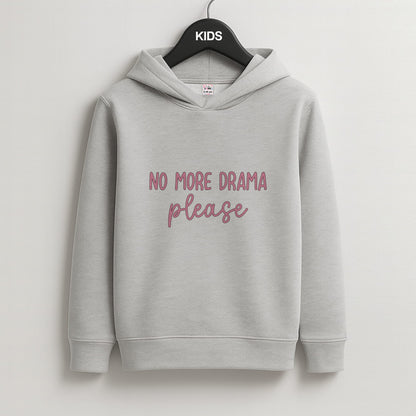 No More Drama Please Kids Grey Hoodie