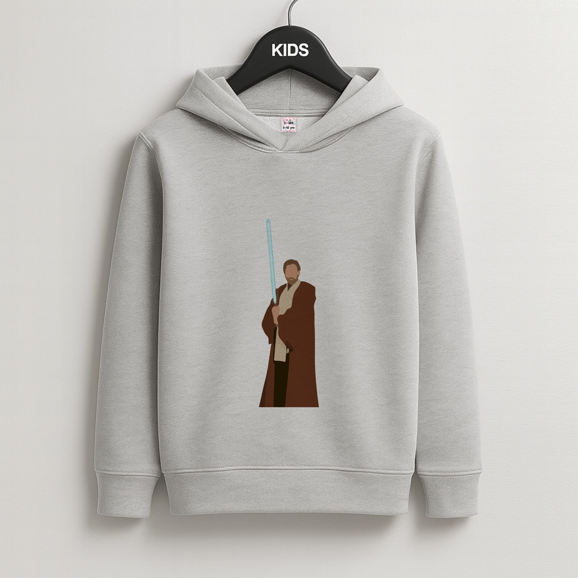 Kenobi Blue Lightsaber Kids Grey Hoodie
