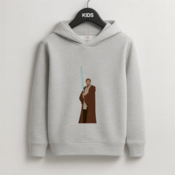 Kenobi Blue Lightsaber Kids Grey Hoodie