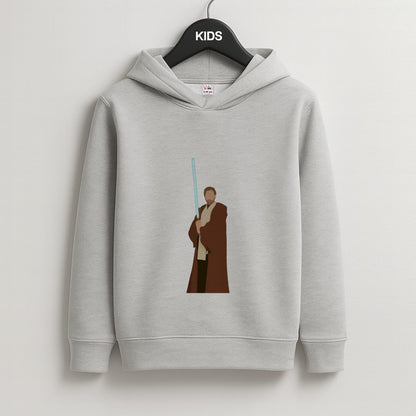 Kenobi Blue Lightsaber Kids Grey Hoodie