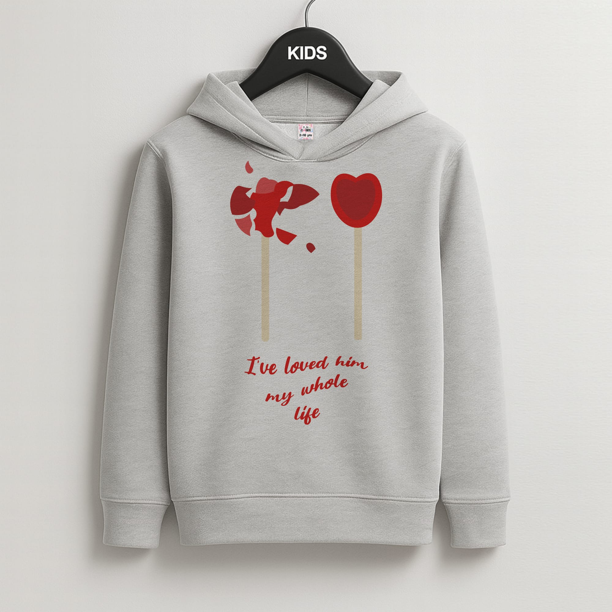 I've Loved Him My Whole Life Kids Grey Hoodie