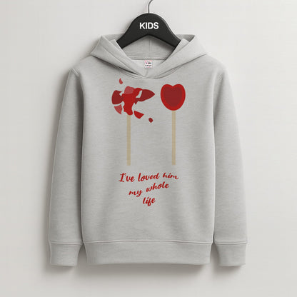 I've Loved Him My Whole Life Kids Grey Hoodie