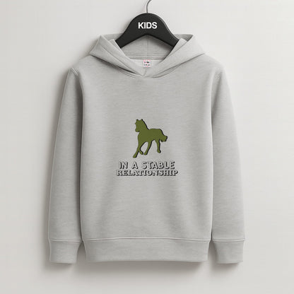 In A Stable Relationship - Horses Kids Grey Hoodie