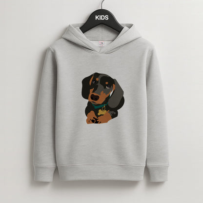 Black & brown - Dachshunds Kids Grey Hoodie