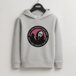 What's Your Favourite Scary Movie Badge Kids Grey Hoodie