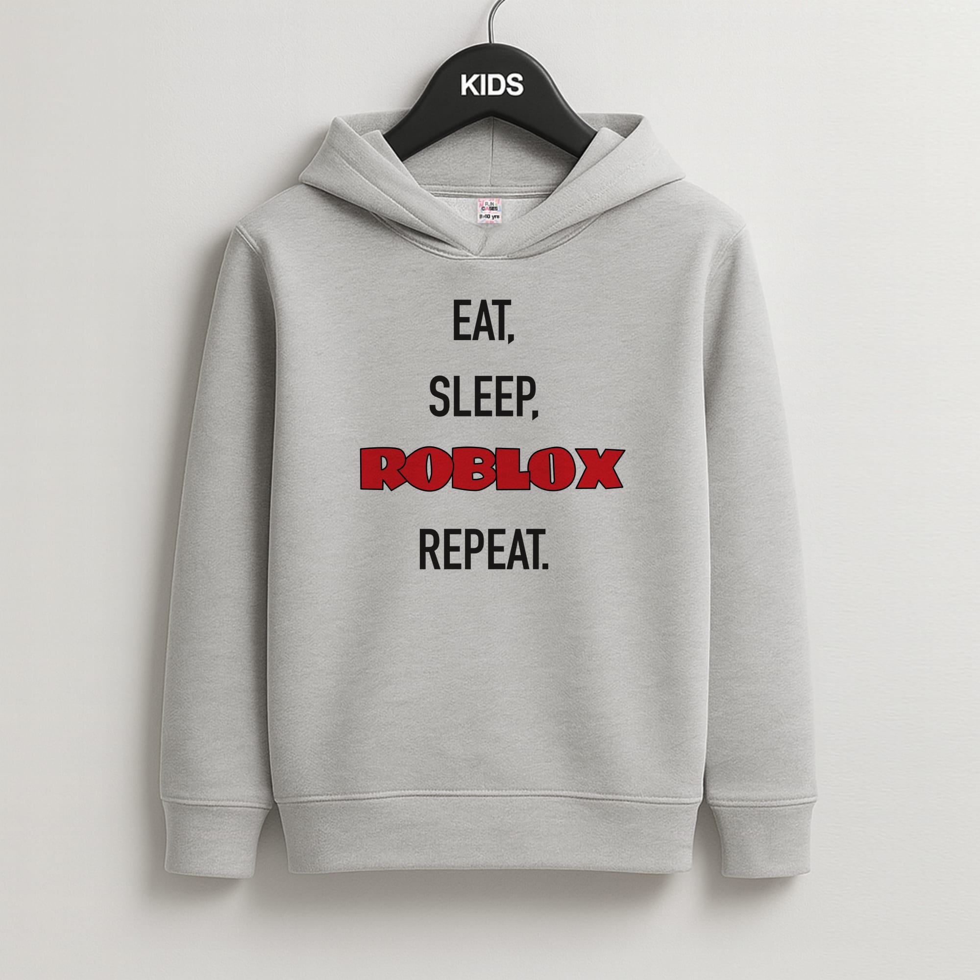 Eat, sleep, repeat Kids Grey Hoodie
