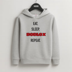 Eat, sleep, repeat Kids Grey Hoodie