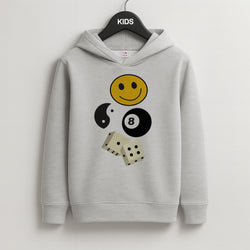 8 Ball Pattern - Skate Aesthetic  Kids Grey Hoodie