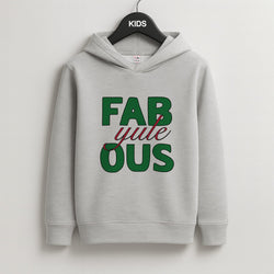 Fab-Yule-Ous Red - Christmas Puns Kids Grey Hoodie