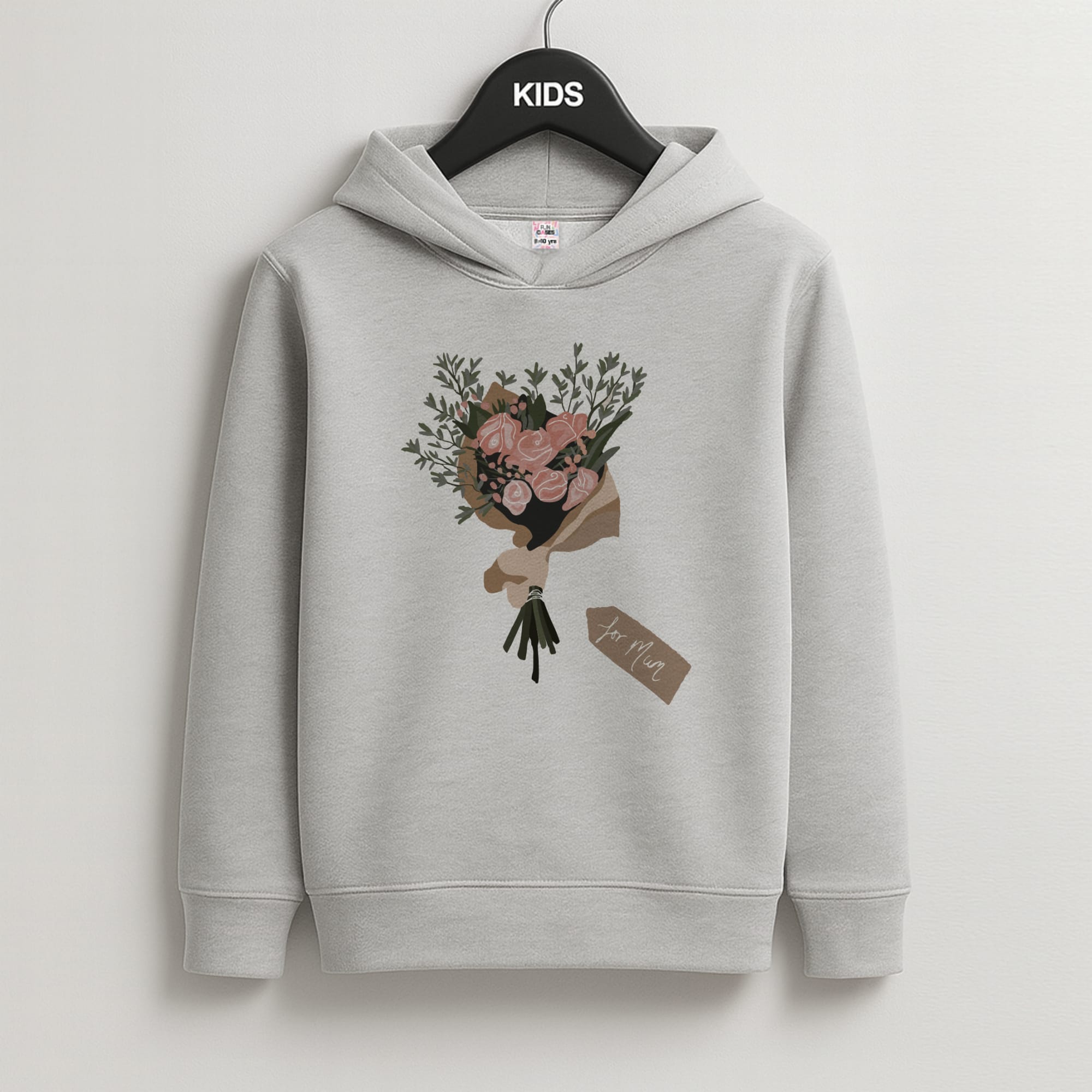 Mum Bouquet - Mother's Day Kids Grey Hoodie