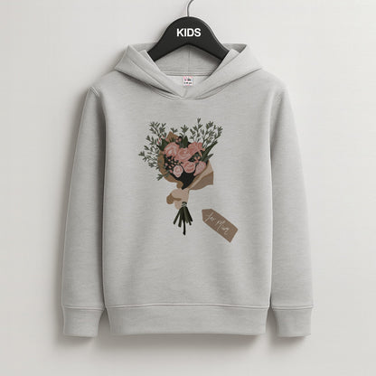 Mum Bouquet - Mother's Day Kids Grey Hoodie
