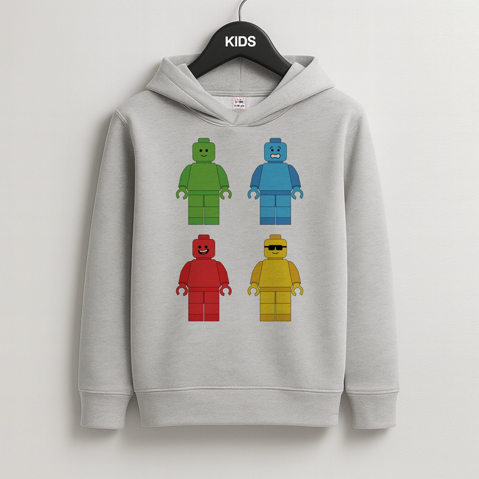 Bricks Figures Rainbow Kids Grey Hoodie