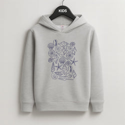 Sea Shells - Clean Girl Aesthetic Kids Grey Hoodie