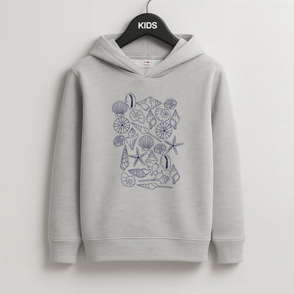 Sea Shells - Clean Girl Aesthetic Kids Grey Hoodie