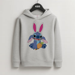 Easter Bunny Blue Alien Kids Grey Hoodie